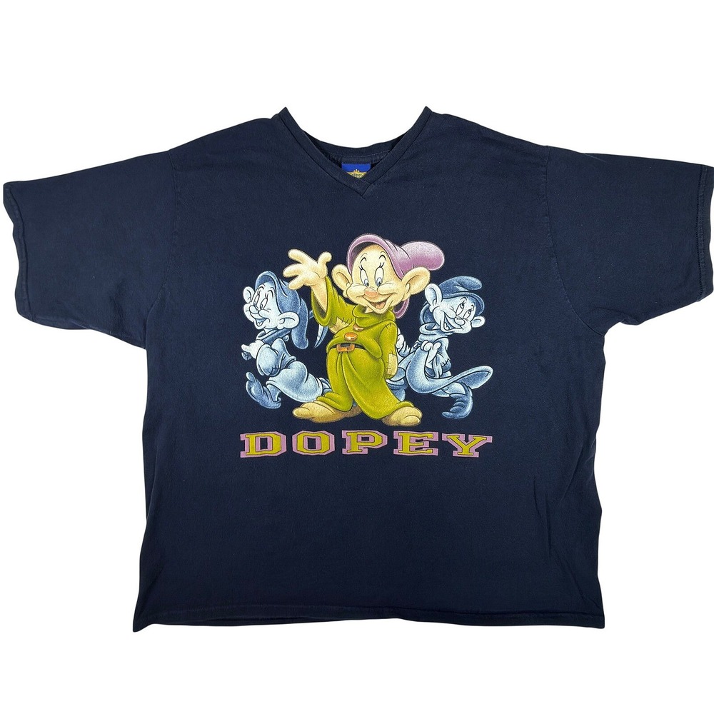 Disney Classics Dopey Dwarf V-Neck T-Shirt VTG Y2K Navy Blue 2X Jerry Leigh